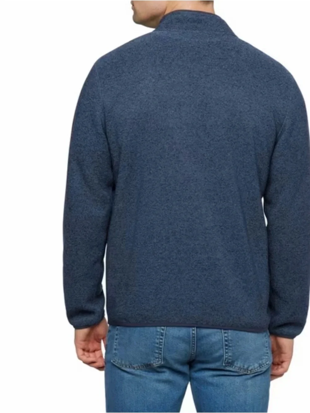 Eddie Bauer Men's Size S Heathered Blue Quarter-Snap Sweater Fleece Pullover.
